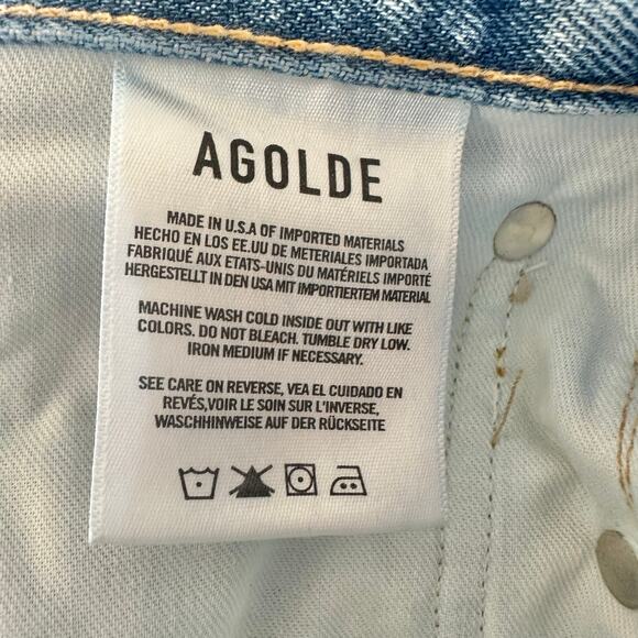Agolde 90's Jeans in Fallout Distressed Light Wash Straight Leg Size 25 New NWT - Picture 11 of 12